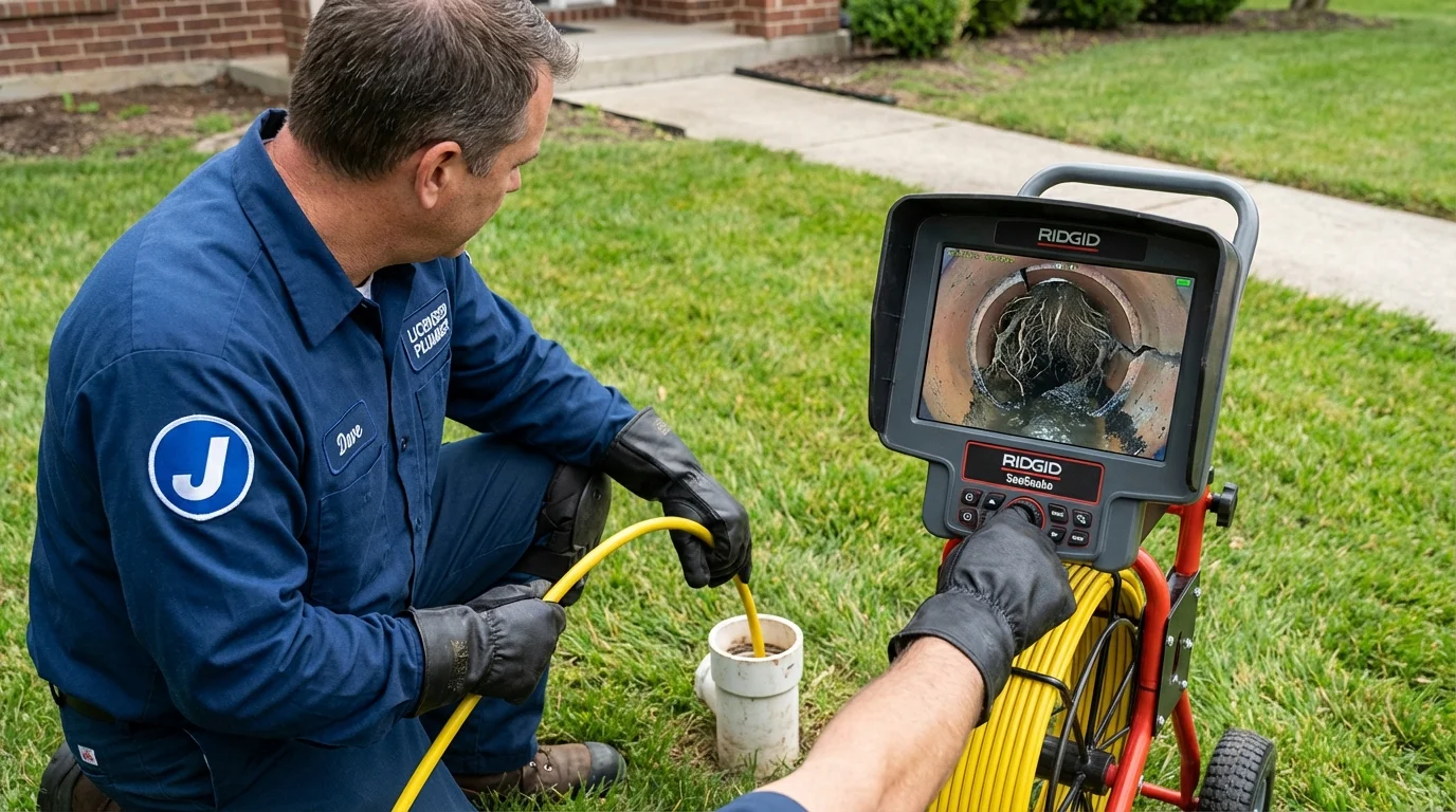 Sewer camera inspection being performed by Johns Plumbing LLC in Ellsworth